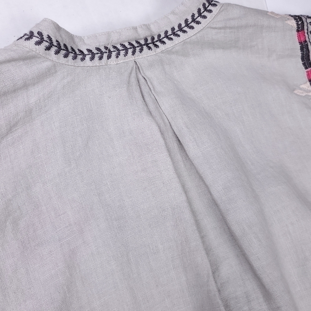 Johnny Was Gray Linen Pink Embroidered Tunic Dress Sz S - Picture 14 of 16